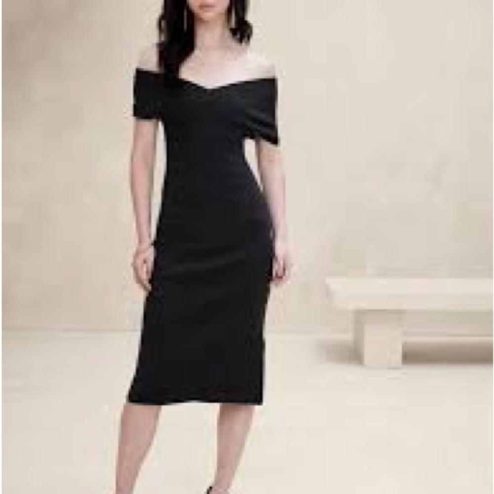 Banana Republic OffShoulder Cross Front Black Dress